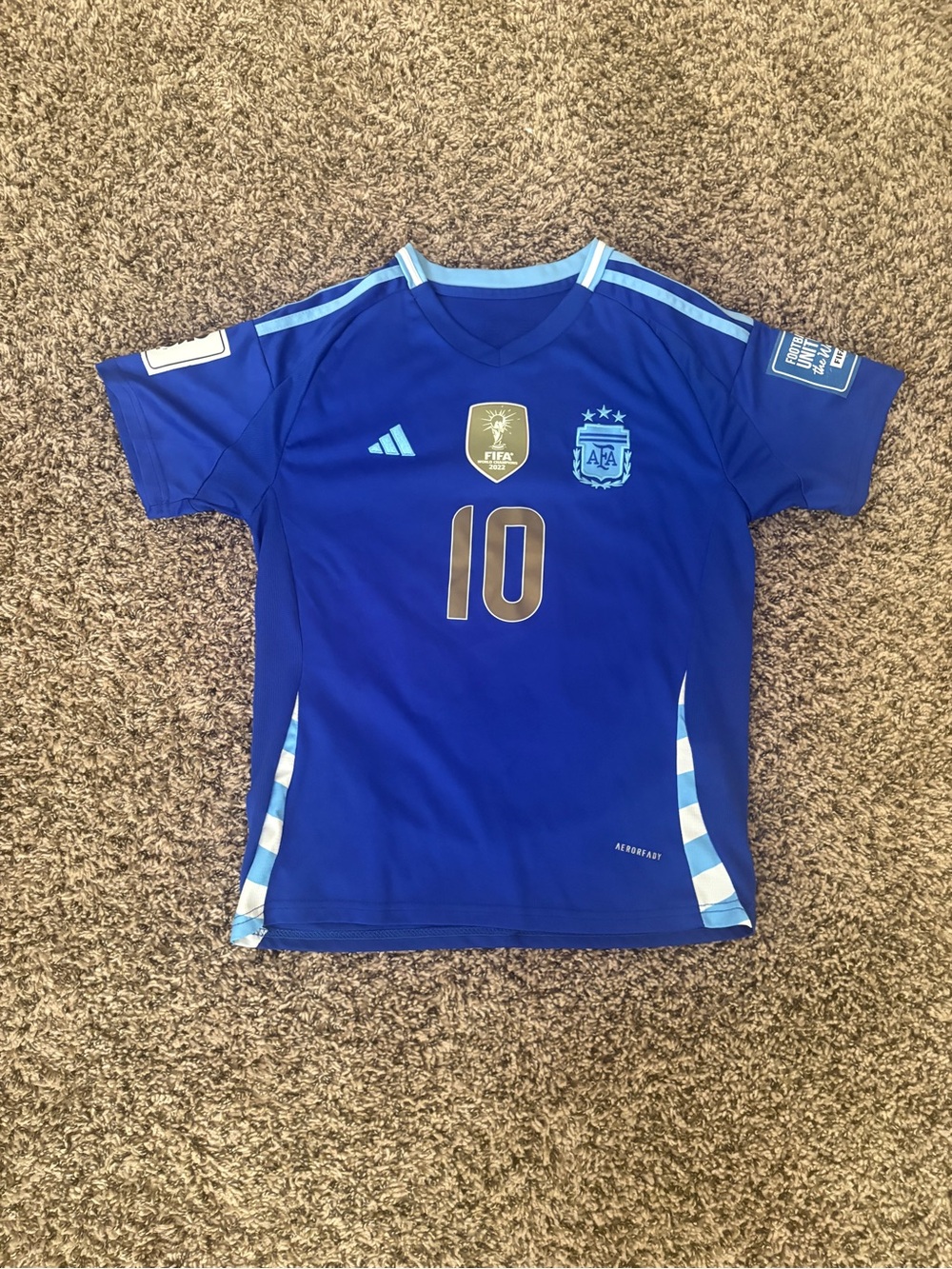 adidas Kids Blue Argentina #10 Soccer Jersey with Light Blue Trim